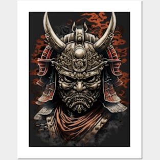 japanese warrior mask Posters and Art